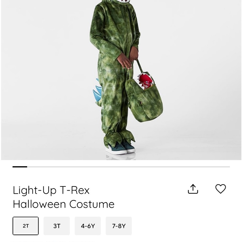 Pottery Barn Kids Light-Up Green Dinosaur Costume